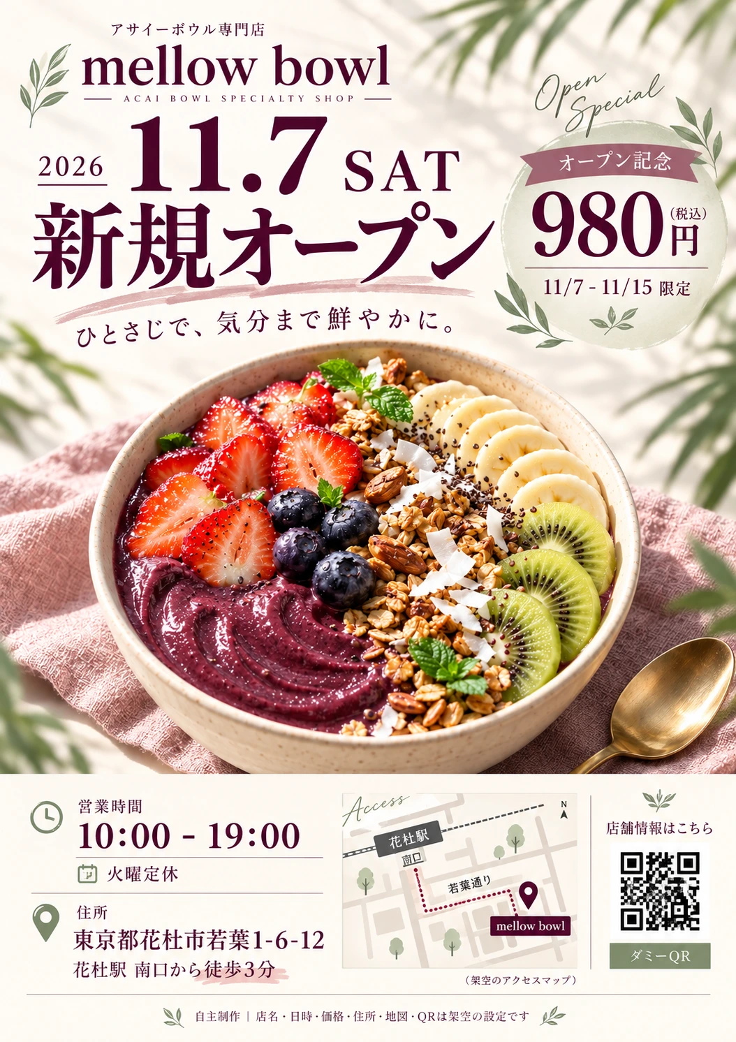 mellow bowl / 新規オープンのチラシ