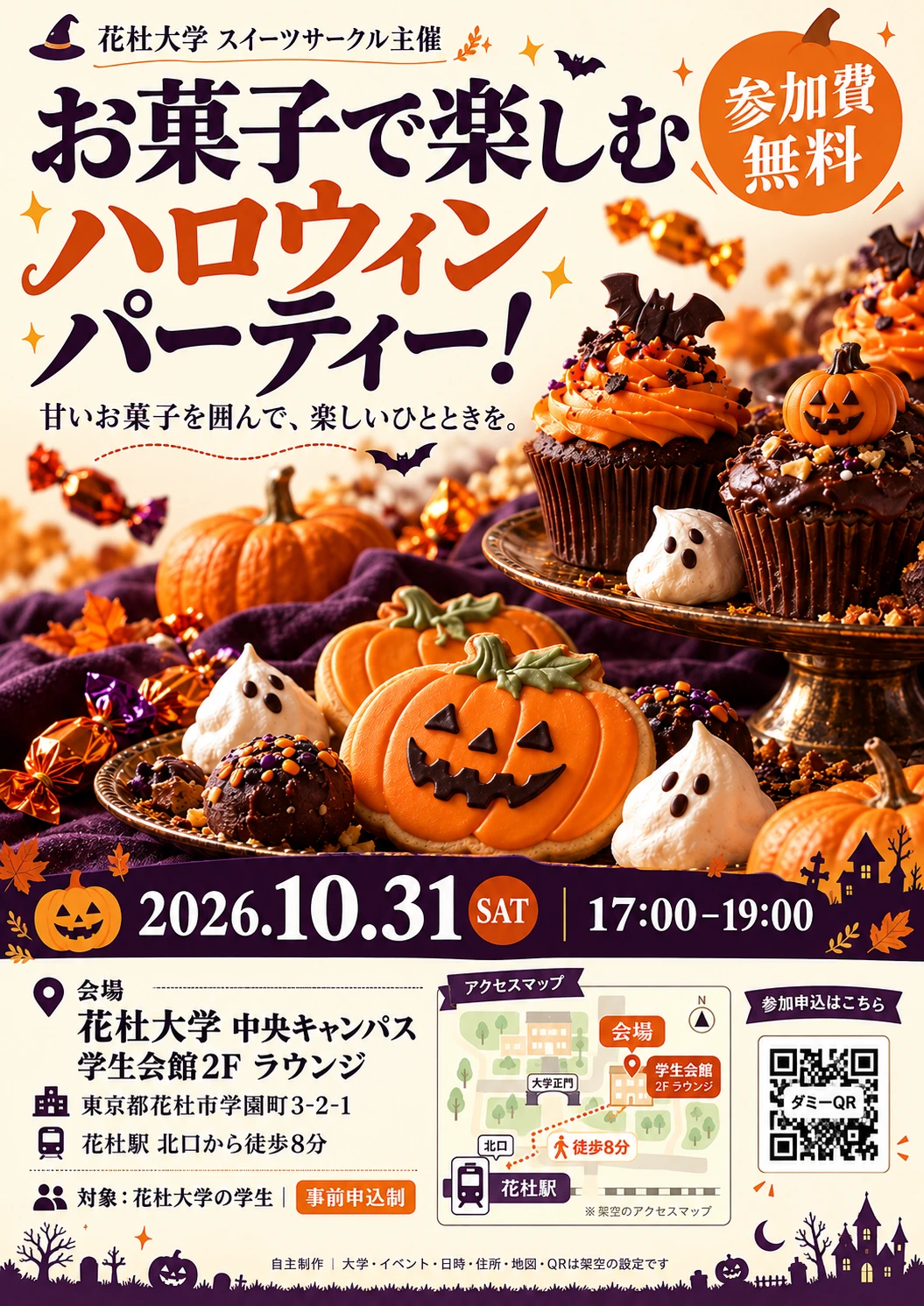 大学ハロウィンパーティーのチラシ